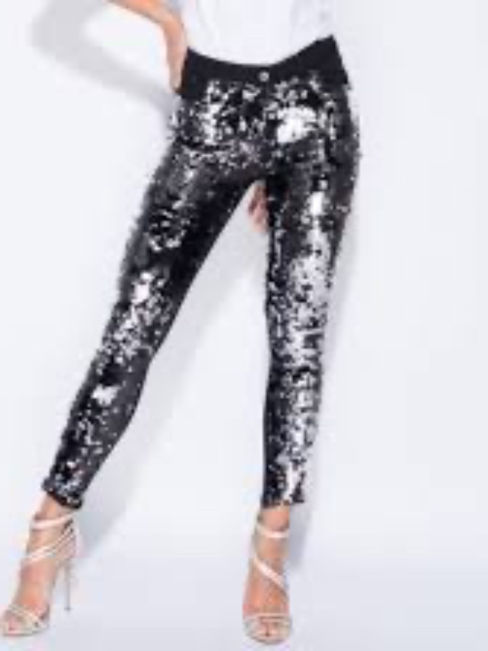 Marciano Jeans Black featuring a striking black and silver sequin pattern front